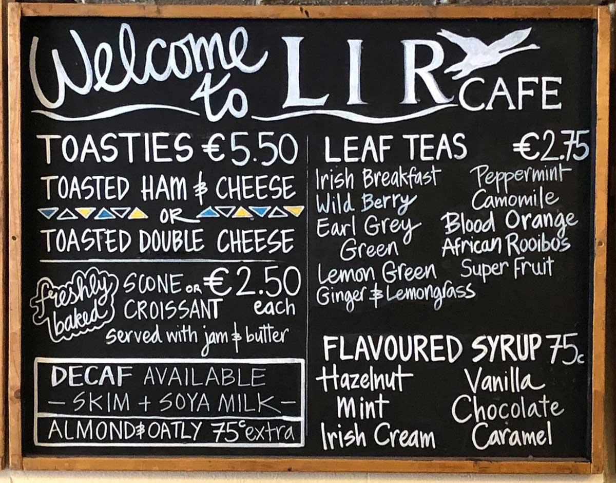 Lir Cafe Food Menu Lir Cafe Food Menu