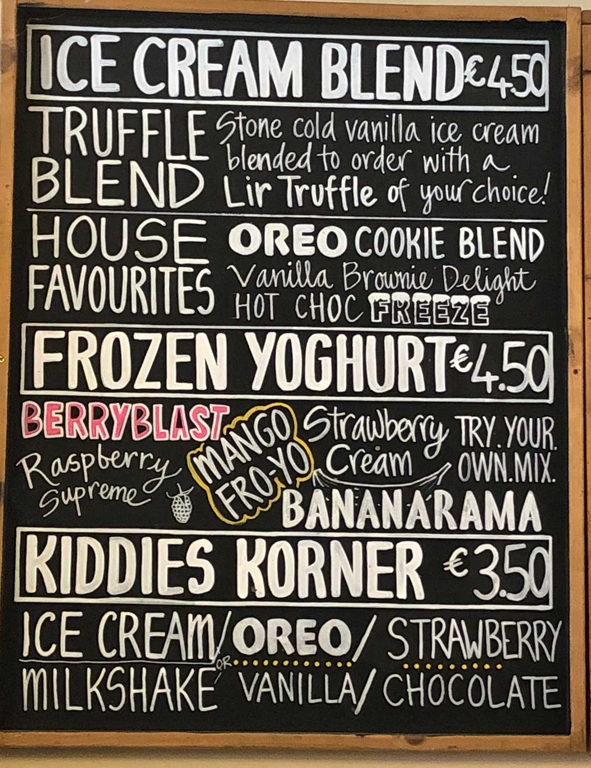 Lir Cafe Ice Cream & Milk Shakes Menu Lir Cafe Ice Cream & Milk Shakes Menu