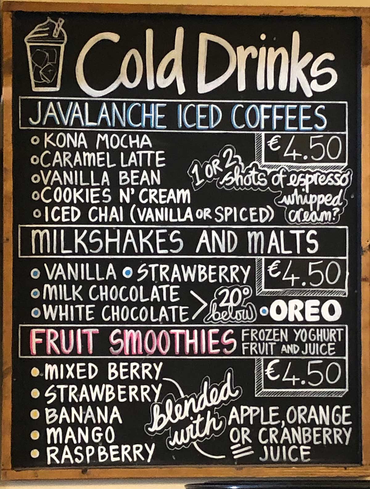 Lir Cafe Cold Drinks Menu Lir Cafe Cold Drinks Menu